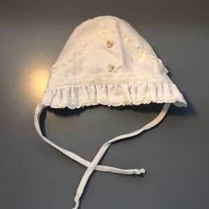 Vintage Handmade White Lace Baby Bonnet